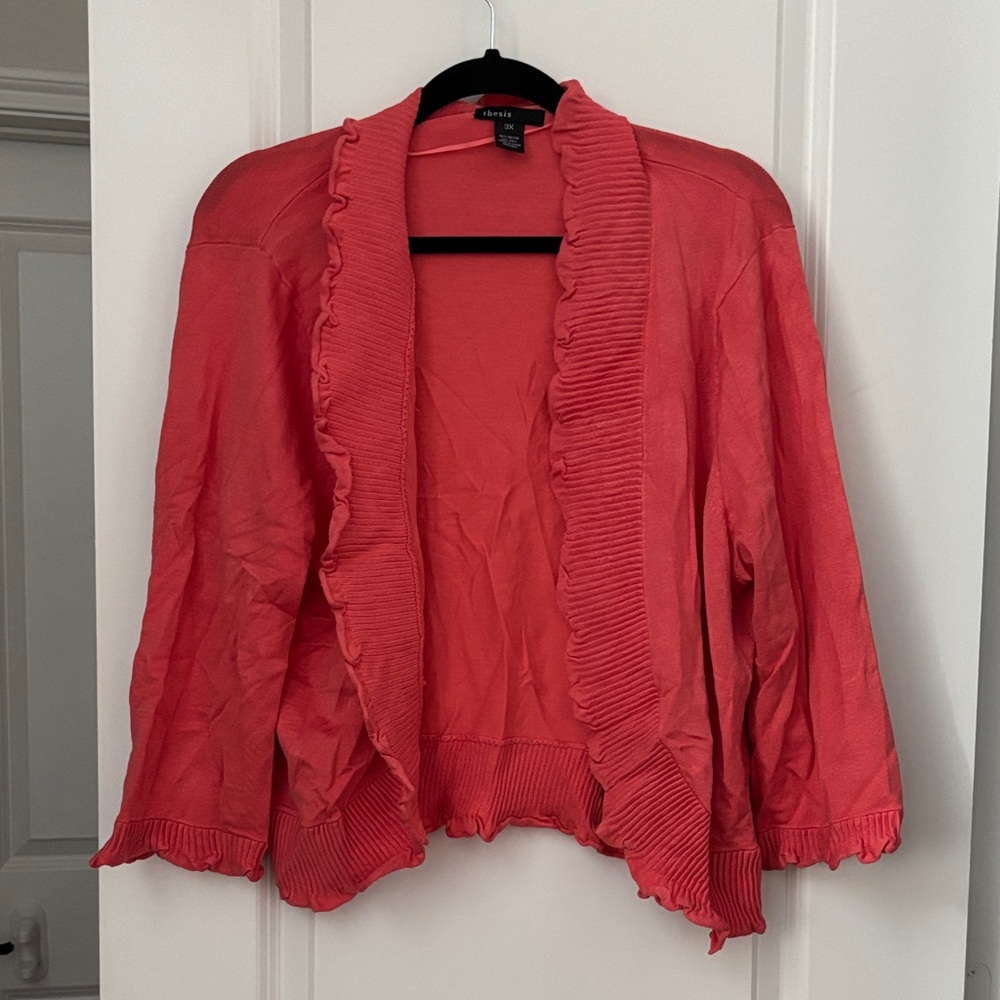 Coral Ruffled Women's Sweater